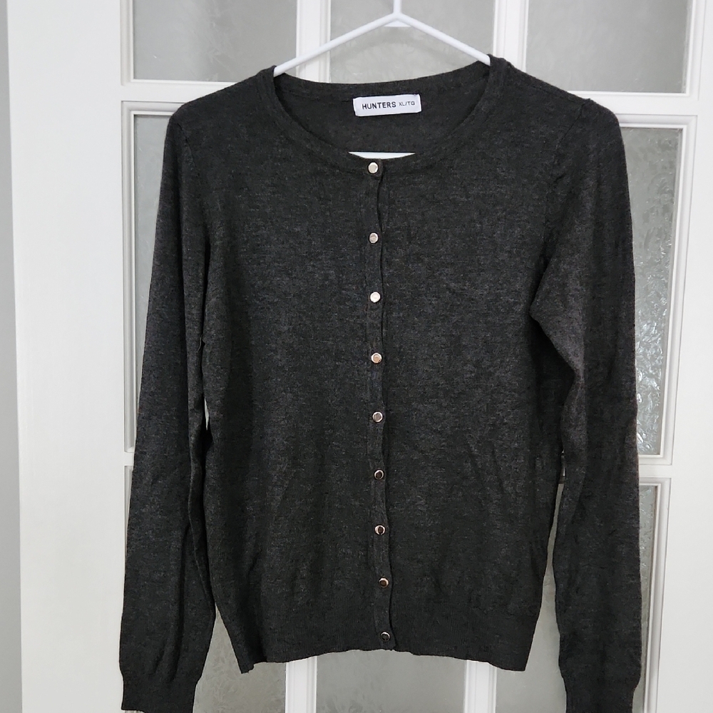 Hunter Charcoal Crewneck Button-Front Cardigan